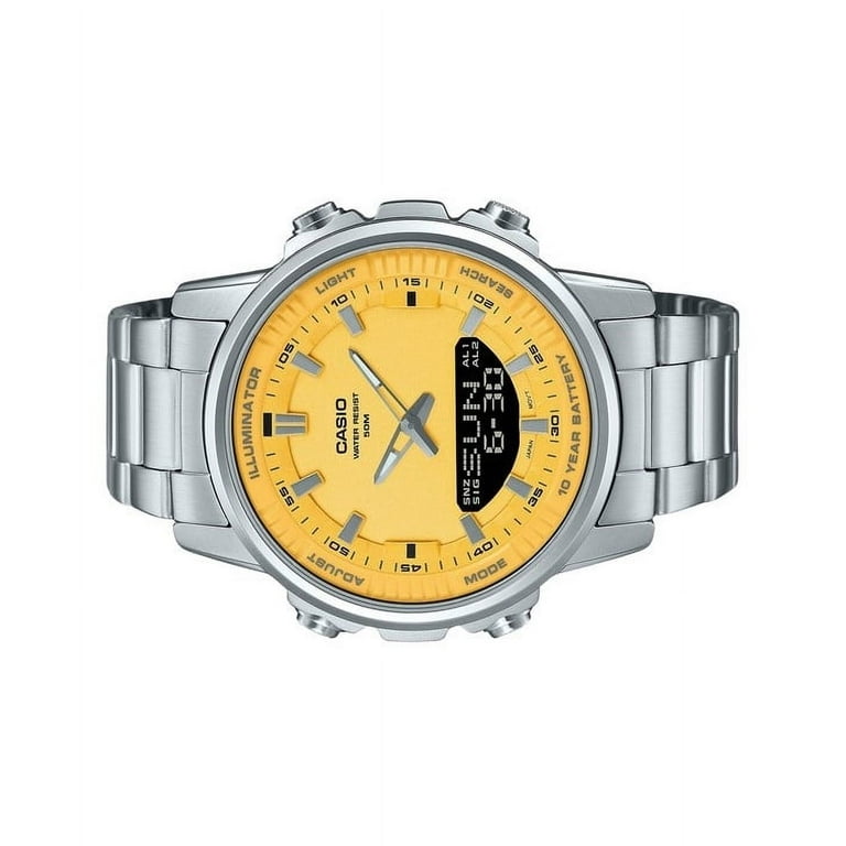 Casio Analog Digital Combination Stainless Steel Yellow Dial