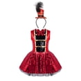 thumbnail image 1 of YiZYiF Robe Tutu de Danse pour Filles Sans Manches à Paillettes Brillantes pour Fête et Spectacle avec Haut-de-Forme Couvre-Chef Rouge 10, 1 of 6
