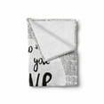 thumbnail image 2 of Love What You Do Soft Flannel Fleece Blanket, Hand Drawn Monochrome Message with Leaves on Striped Backdrop, Cozy Plush for Indoor and Outdoor Use, 70" x 90", Charcoal Grey and White, by Ambesonne, 2 of 6