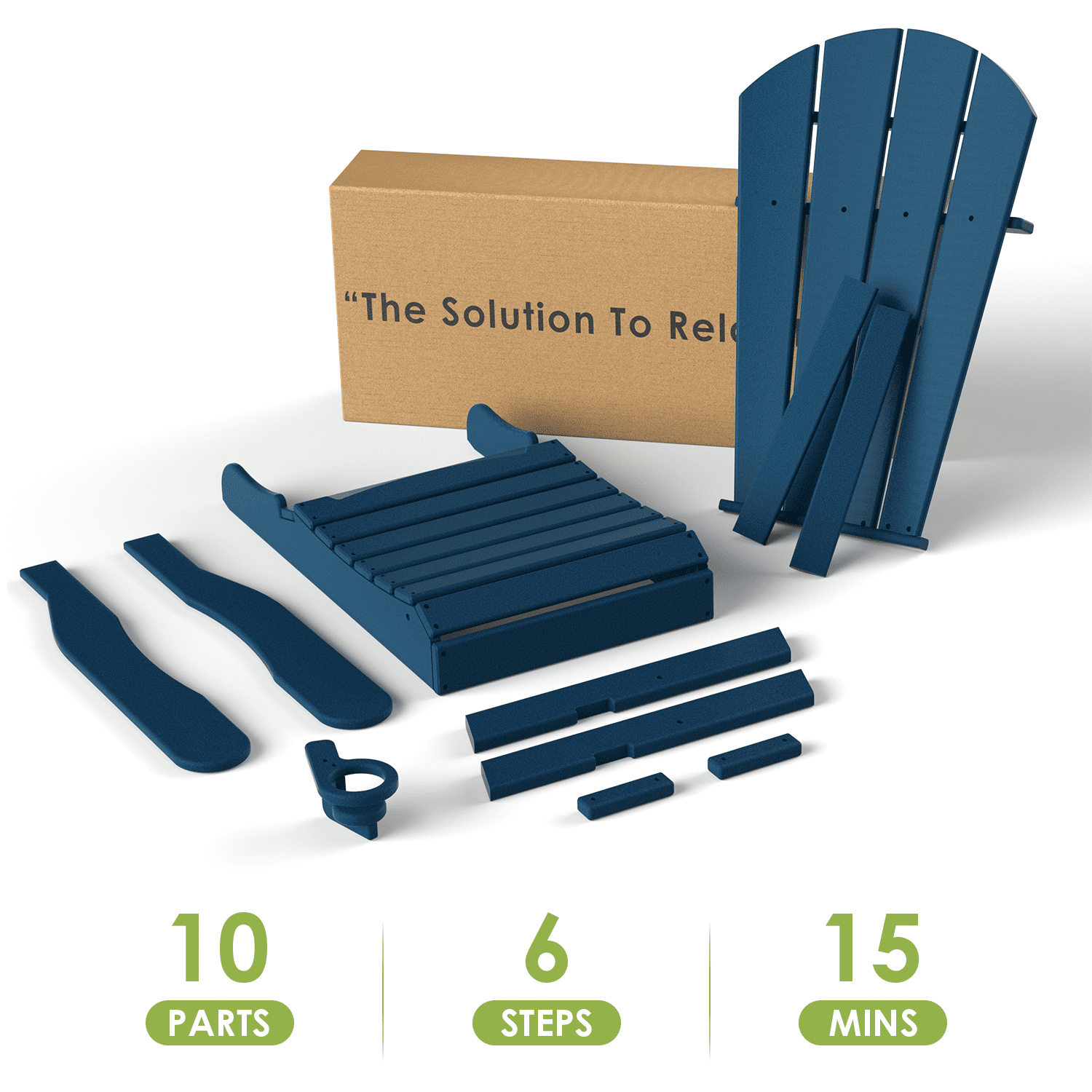 Folding Adirondack Chair HDPE Weather Resistant Patio Chairs w/Cup Holder for Fire Pit, Deck, Outdoor, Blue(Set of 4)