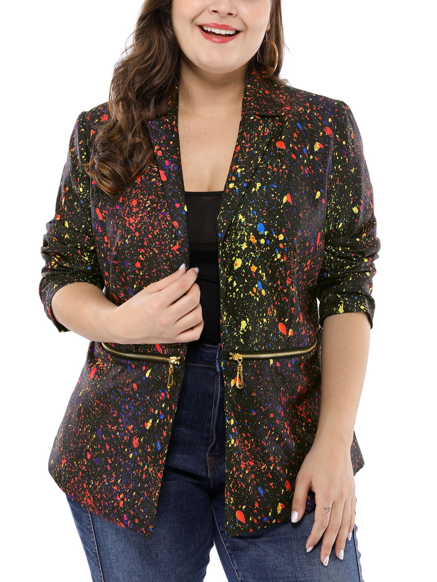 Agnes Orinda Women's Plus Workout 3/4 Sleeve Blazer Open Front Cardigan  Jacket - Walmart.com