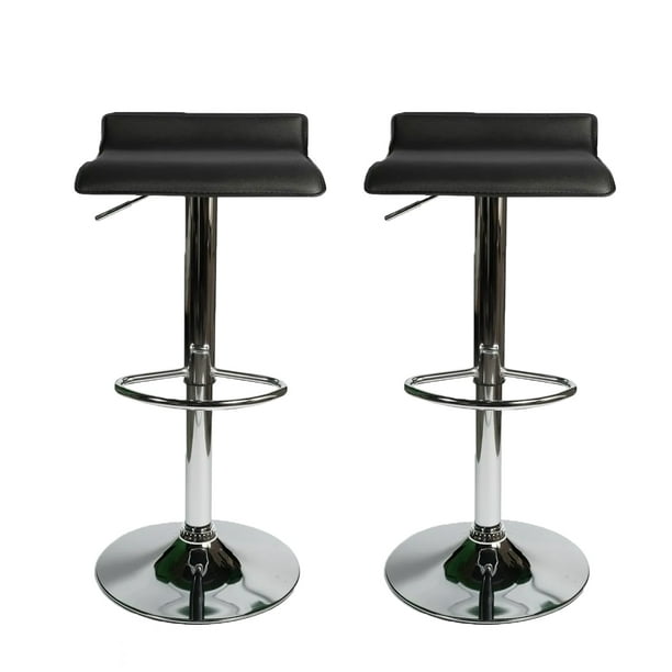 Taburetes de bar (2 unidades, altura regulable, de piel sintética, barra giratoria, mesa de cocina, altura de bar, taburetes, sillas de comedor, 2 unidades) Color Negro Stay Elit Taburetes minimalistas