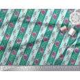 thumbnail image 3 of Soimoi Green polyester Crepe Fabric Leaves,Pink Flower & Stripe Fabric Prints by Yard 52 Inch Wide, 3 of 3