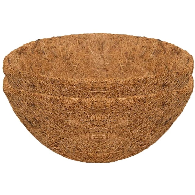 Juesi 2 Packs Coconut Planter Liners, Window Box Liner, Hanging Basket Liners, Coconut Coir, Hay Rack Planter Liner, Window Box/Hanging Trough Planter Liner, Round Shape (16 inch)