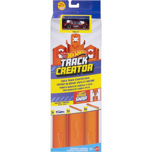 Set de pistas para coches de juguete Hot Wheels Track Creator con coche fundido