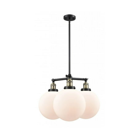 

Black Antique Brass Tone Chandeliers 24 Wide Matte White Cased Glass Steel/Cast Brass Medium Base LED 3 Light Fixture