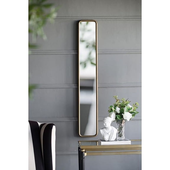 A&B Home Full Length Mirror - 47" x 8" Full Body Mirror with Antique Gold Metal Frame for Hallway Living Room Bedroom Bathroom
