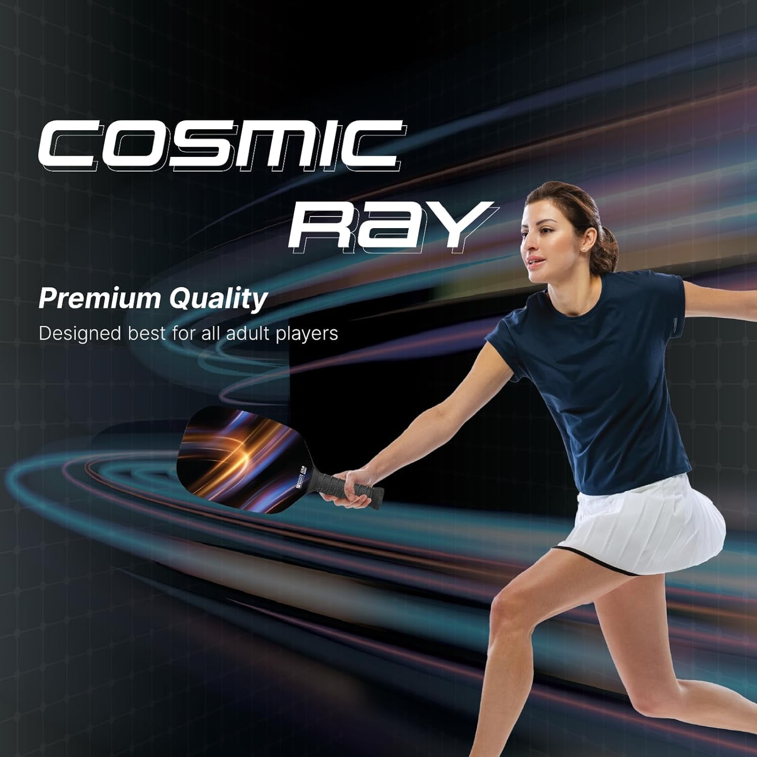 Kasaca Cosmic Ray Edgeless Graphite T700 Multilayer Carbon Fiber Pickleball Paddles, Longer Handle Comfort Grip, Large Sweet Spots, USAPA Approved, for Intermediate & Advanced Players