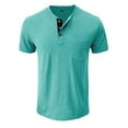 thumbnail image 4 of Elvqul Mens Shirts Sports Button Green T-Shirts Short Sleeve Stylish Solid Color Crew Neck Workout Shirts for Men Daily, 4 of 6