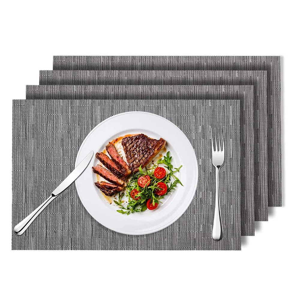 Placemats, Stain Resistant AntiSkid Washable PVC Table Mats Woven Vinyl Placemats, Set of 4