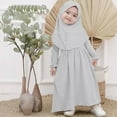 thumbnail image 2 of KDFJPTH Outfits for Girls for School Abaya And Headscarf Set Pure Color Robe With Hijab Clothes Set, 2 of 8