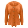 thumbnail image 4 of Fall Cardigans for Women Hooded Sweater Soft Knit Button Up Long Sleeve Cardigan Orange L, 4 of 5