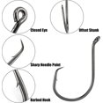 thumbnail image 2 of 100 Pack Fishing Octopus Round Hook Live Bait Hook Black Nickel Tip Offset Wide Gap Surf Fishing Catfish Bass Bluegill Tuna Freshwater Saltwater, 2 of 4