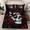 thumbnail image 2 of Homewish Gothic Skull Butterfly 4pcs Bed Sheets For Girls Boys,Chic Floral Rose King Sheets,Black Red Grey Super Cozy Sheet Set,Super Cozy Room Decor, 2 of 7