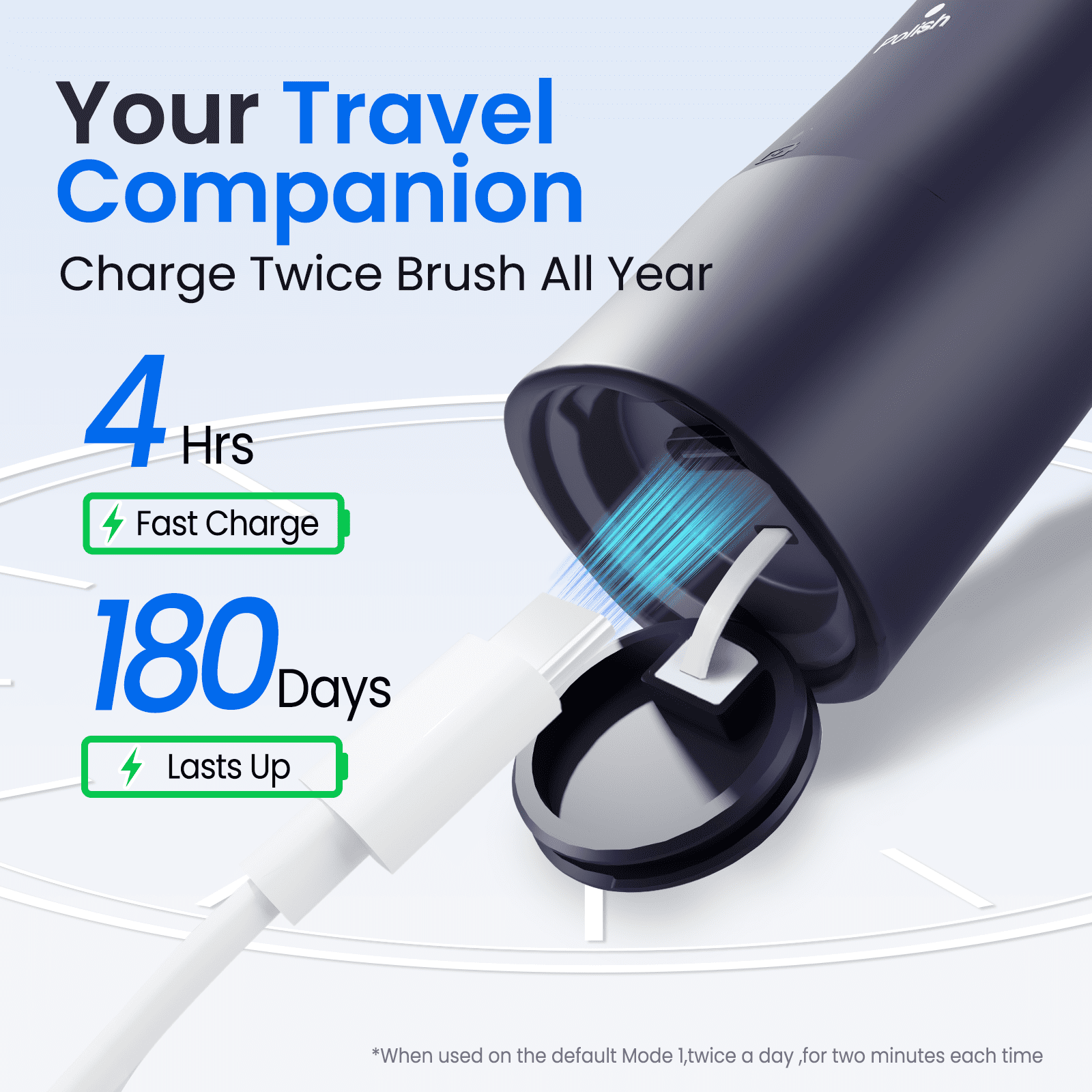 Marlincare Sonic Electric Toothbrush for Adults , Rechargeable Toothbrush,180-Day Battery Life, Blue