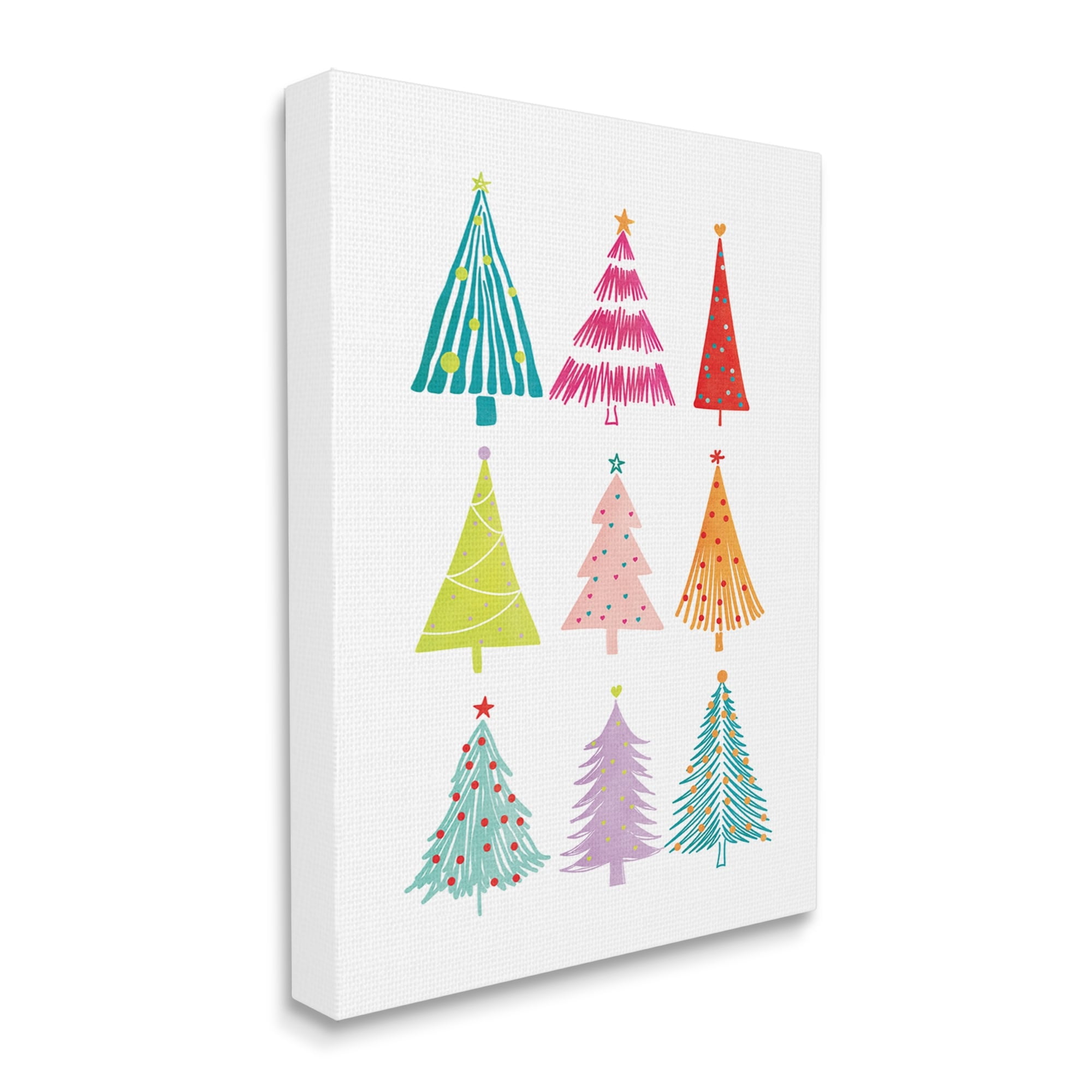Stupell Industries Varied Fun Christmas Trees Holiday Painting Gallery Wrapped Canvas Print Wall Art