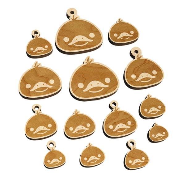 Delightful Dark Duckling Head Wood Mini Charms Shapes DIY Craft Jewelry - With Hole - Various Sizes (16pcs)