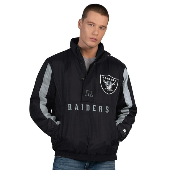 Men's Starter  Black Las Vegas Raiders Thursday Night Gridiron Half-Zip Jacket