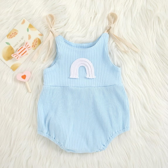 KONBECA Baby Boys Girls Rompers, Infants Pure Cotton Coverall, Baby Girls Rinbow Sleeveless Suspenders Jumpsuit, Casual Bodysuit Outfits (0-24 Months)