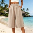 thumbnail image 2 of Noric Women's Plus Size Capri Pants Casual Wide Leg Casual Flowy Culottes Summer Lounge Beach Pants with Pockets, 2 of 7