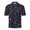 thumbnail image 3 of IROINNID Hawaiian Shirt for Men Hawaiian Print Lapel Short Sleeve Shirt,Blue, 3 of 6