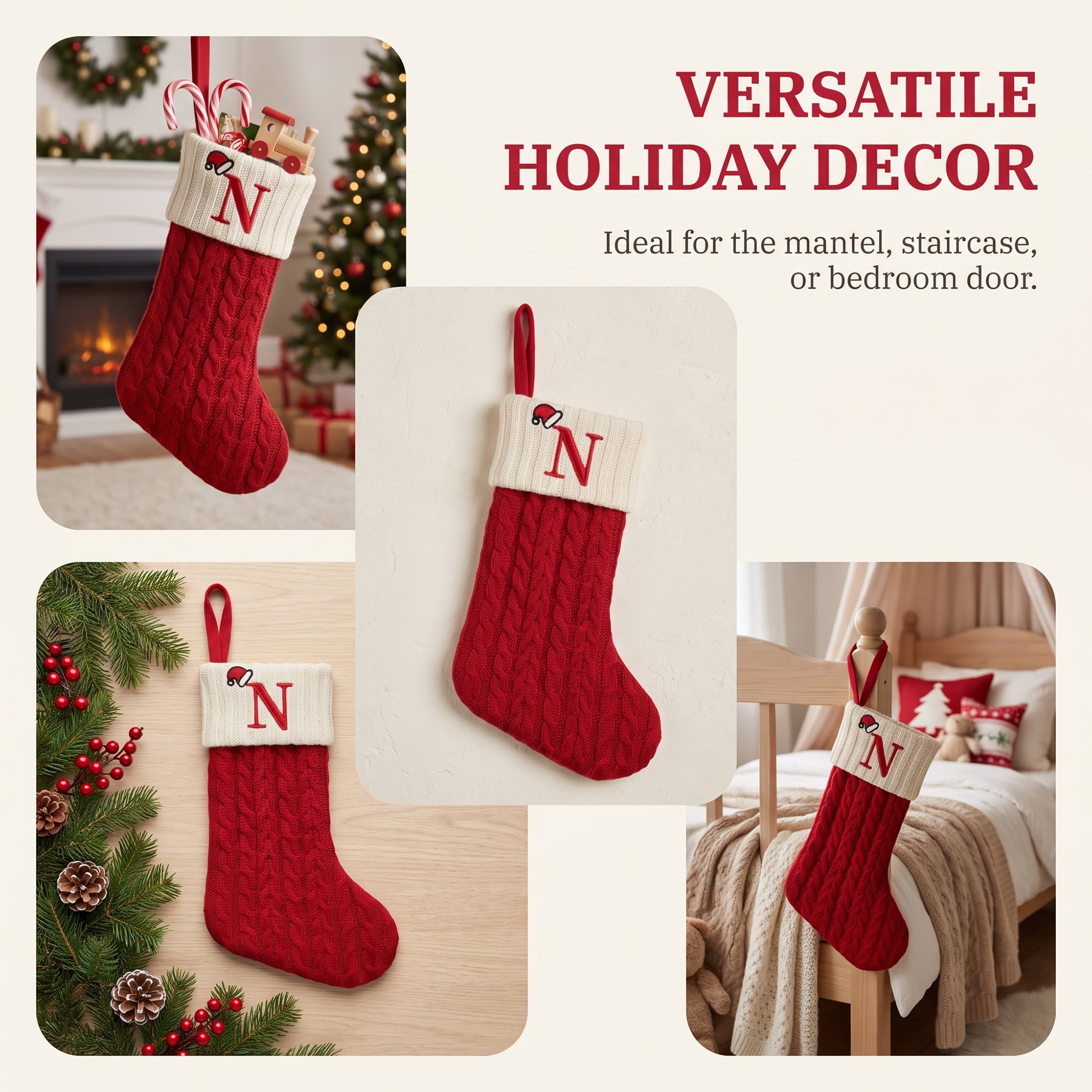 Unique Bargains Cartoon Christmas Luxury Grand Hearth Accent Stocking Letter N 8"