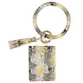 thumbnail image 1 of Key Ring Large Circle Fake Leather Fashion Round Wristlet Keychain for Women, 1 of 8