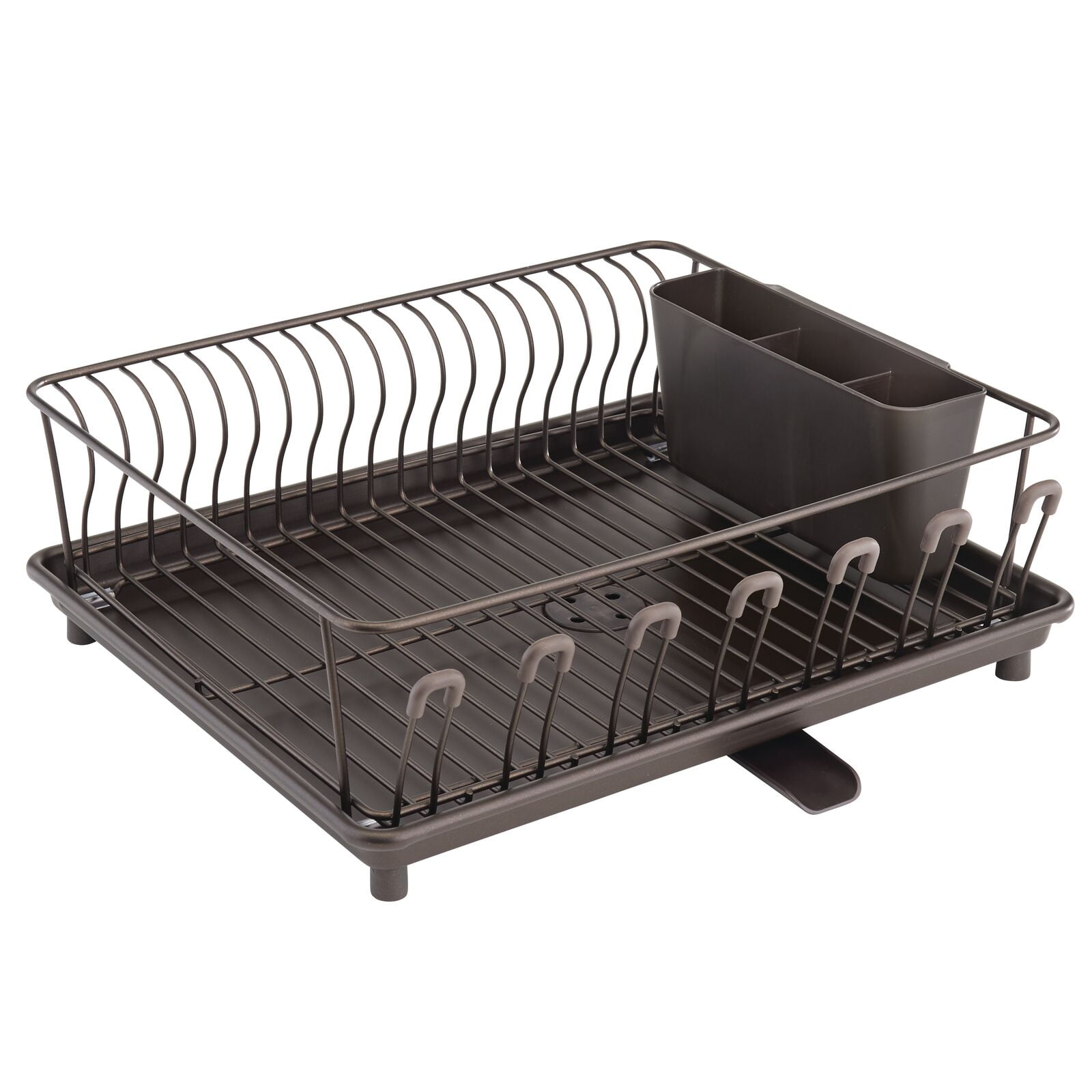 mDesign Kitchen Dish Drying Rack with Swivel Spout, 3 Pieces Bronze