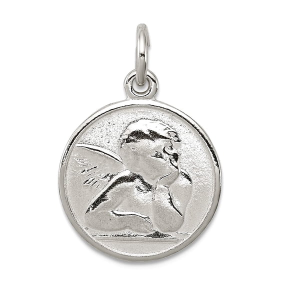 925 Sterling Silver Solid Polished and Textured Small Raphael Religious Guardian Angel Pendant Necklace 22.69x15.32mm Wi