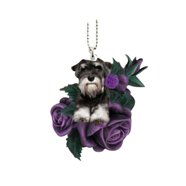 Colgante plano para coche con forma de perro de la serie Rose, decoración para espejo retrovisor de coche nuevo.