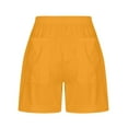 thumbnail image 5 of Women's Shorts Women'S Summer Large Size Solid Color Casual Shorts With Elastic Band Pockets,Yellow Women's Shorts S, 5 of 5
