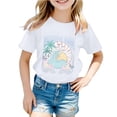 thumbnail image 1 of Liyamei T-Shirt à Manches Courtes Col Rond Lettre Décontracté à la Mode pour Enfants Blanc, 3-4 Ans, 1 of 3
