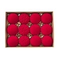 thumbnail image 2 of Japceit Flocked Christmas Ornament Balls, Red Plastic Tree Hanging Spheres, Festive Velvet Texture Decor for Holiday Tree, Indoor Home, Party Season Display, 2 of 6