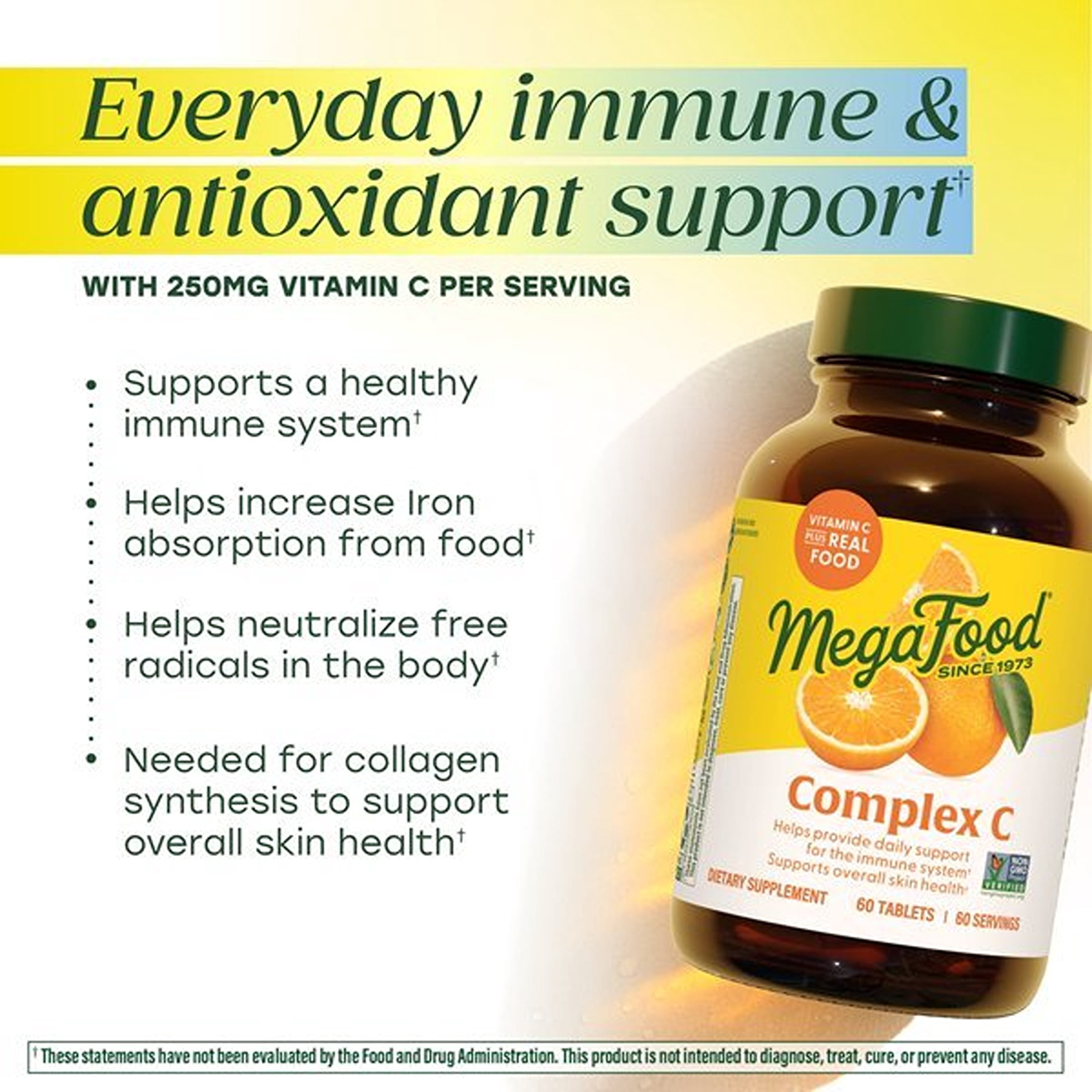 MegaFood Complex C - Vitamin C for Immune Support - Vegan, Gluten-Free - 60 Servings