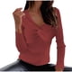 thumbnail image 2 of Suéter de cuello en V para mujer, suéter informal liso de manga larga con cuello en V para mujer, 2 of 8
