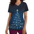 thumbnail image 5 of LSLJS Christmas Scrub Tops Women Plus Size V Neck T Shirts Casual Christmas Tree Printed Work Tops, Gifts for Women, S-5XL, 5 of 5