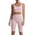 thumbnail image 2 of qILAKOG Women's Yoga Outfit Seamless Workout Set High Waist Exercise Shorts Pants with Sport Crop Top Bra 2PCS Gym Tracksuits Women Workout Sets Yoga Outfit, M&Pink, 2 of 3