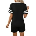 thumbnail image 4 of Shine Up Casual Outfit Sets for Women 2 Piece Loungewear Summer Tshirt Shorts Sets Stripe Tracksuits, 4 of 5