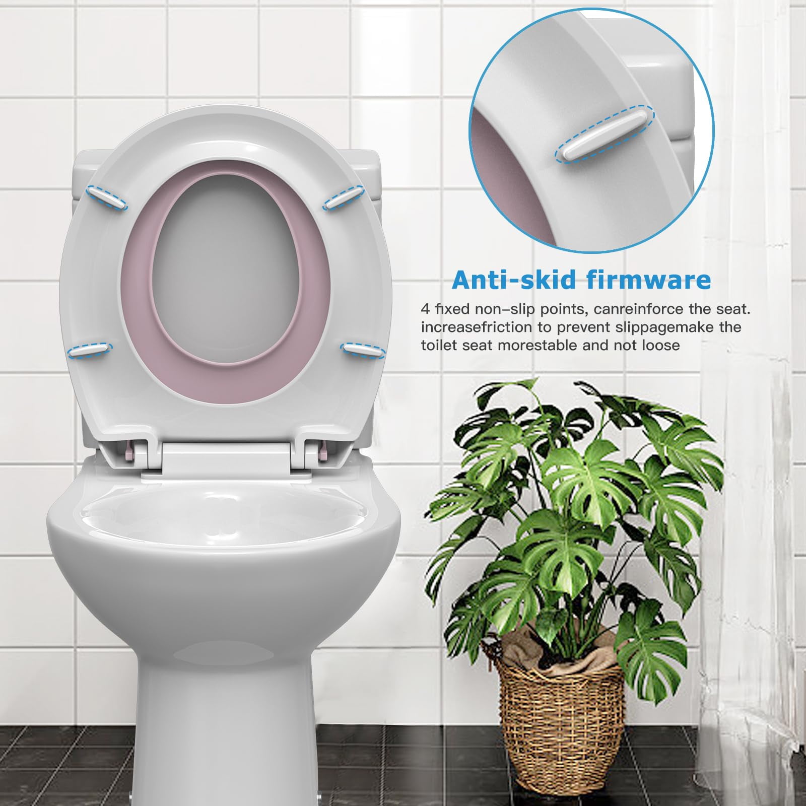 TEQIN Toilet Seat,Round Toilet Seat with Toddler Seat Built in,Potty Training Seat with with Toddler Seat Toilet Seat with Slow Close for Adult and Child