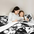 thumbnail image 4 of jejeloiu Moth 7 Pieces Bedding Comforter Set,Gothic Theme Full Bedding Set,White Black Fitted Sheet Flat Sheet For Boys Kids,Ultra Soft Home Decor Reversible, 4 of 8
