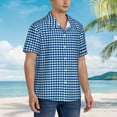 thumbnail image 3 of Kll Men'S Hawaiian Shirt Short Sleeve Button Down Beach Shirts-Blue Gingham, 3 of 7