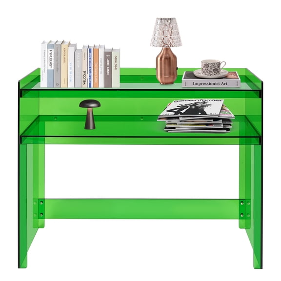 Exquisite Appearance Acrylic Desk, Multiple Use Small Entryway Table with Open Shelves, Entry Table Ideal for an Entryway, Hallway, Behind a Sofa