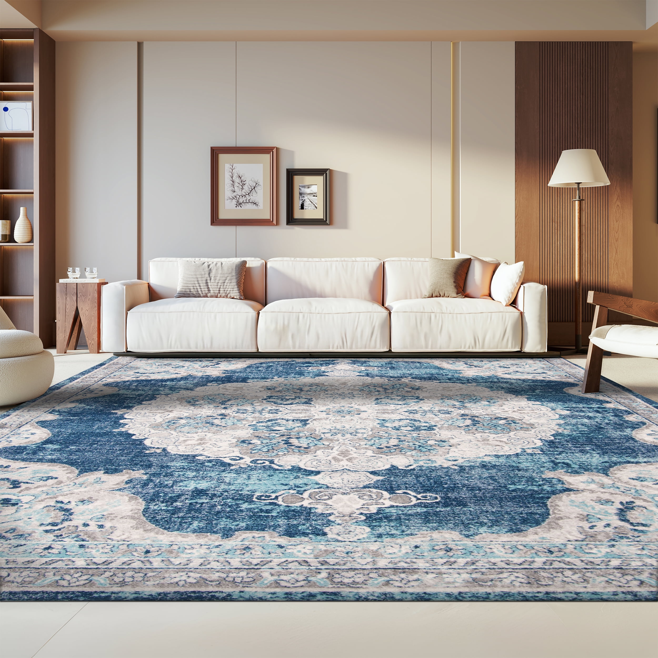 SAFAVIEH Brentwood Cahal Oriental Area Rug, Navy/Ivory, 4' x 6'