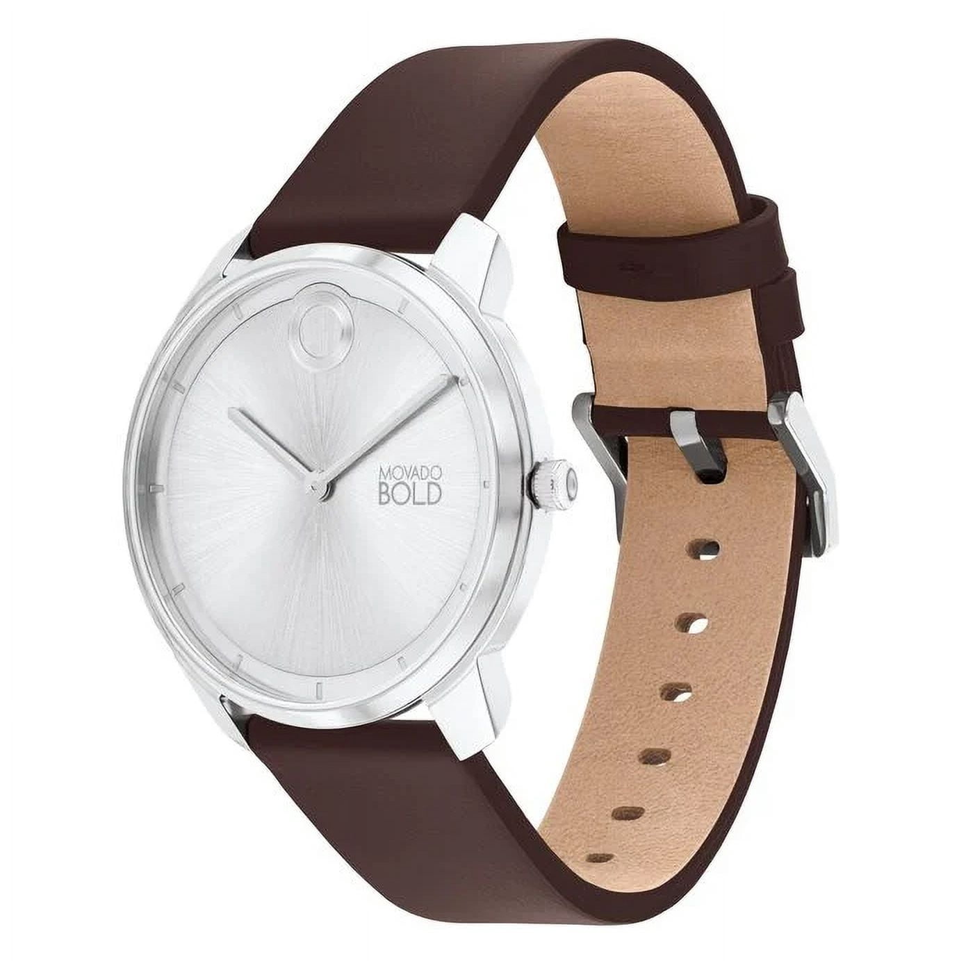 Movado Bold 3601018 Trend Element Silver Dial Brown Leather  display picture 1