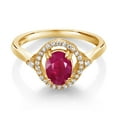 thumbnail image 2 of Gem Stone King 1.34 Ct Oval Red Ruby 18K Yellow Gold Plated Silver Ring (Size 6), 2 of 4