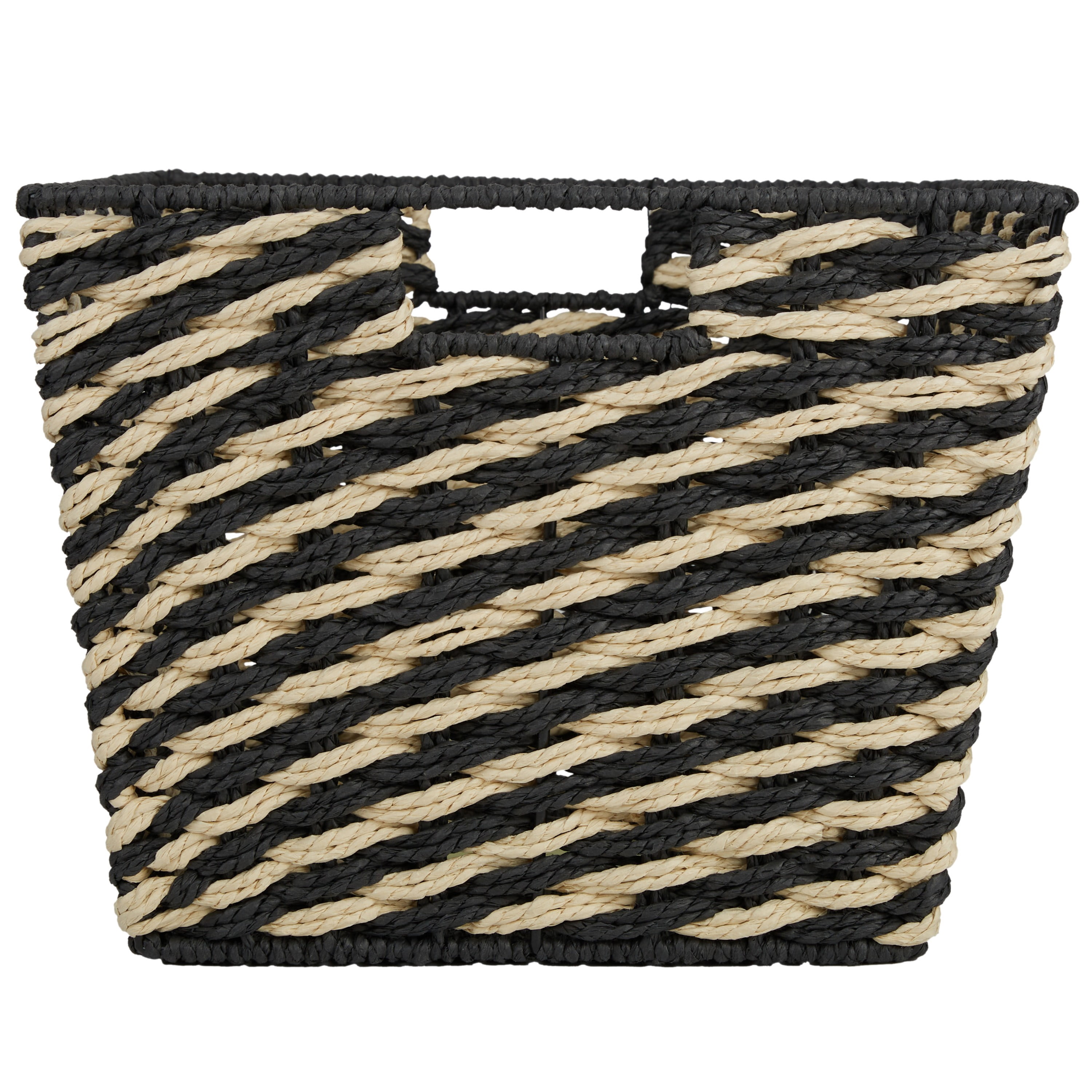 Simplify Medium Striped Woven Basket in Black