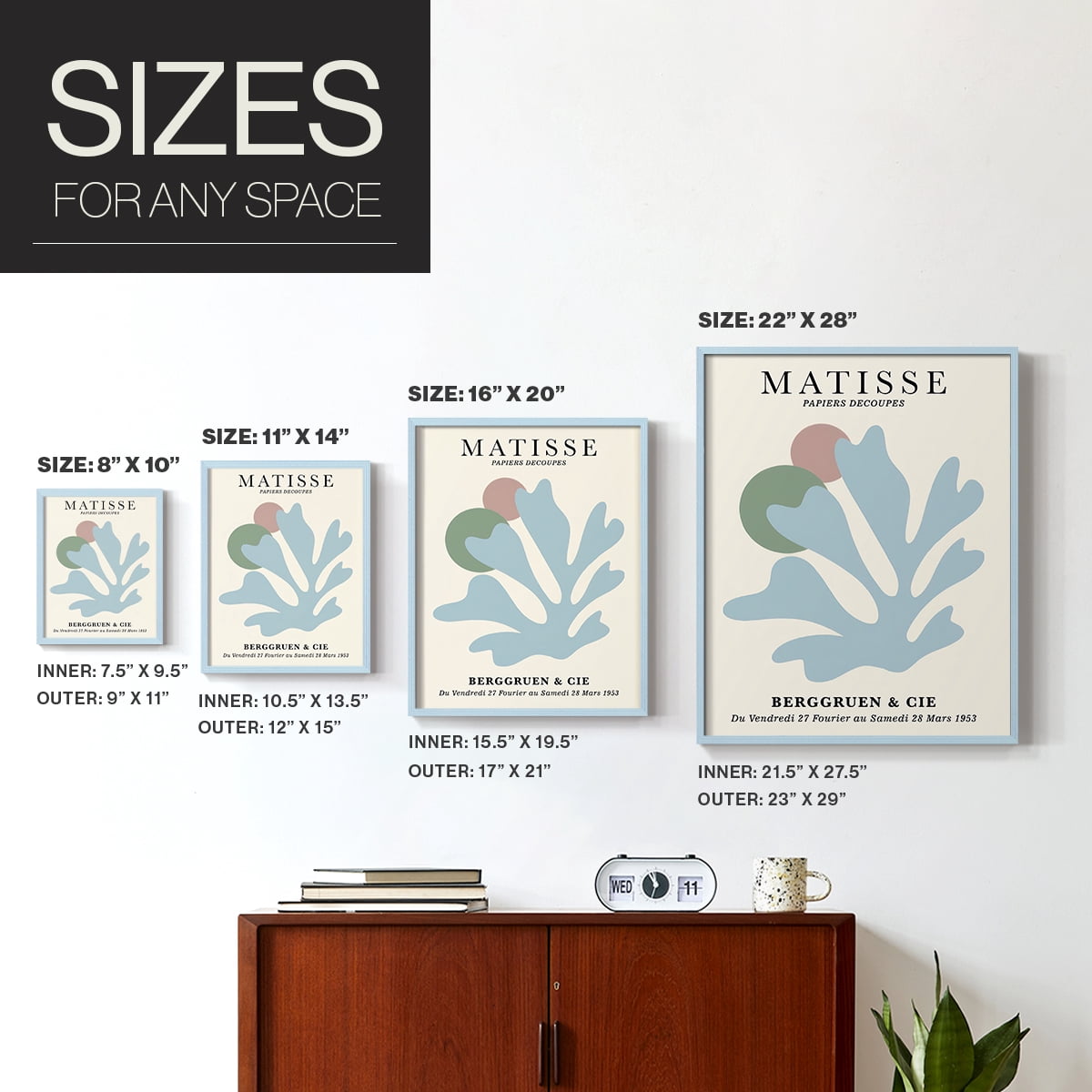 Matisse CLXXXIII Framed Print in Blue Solid Wood 11 x 14 Framed Print