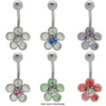 thumbnail image 1 of Flower Design Belly Button Ring with Colorful CZ Gems, 1 of 1