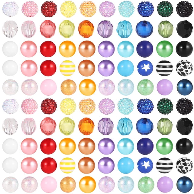 100 PCS Perles d'Artisanat, 0,8 Pouces Rond Strass, Acrylique, Perles de Résine pour Stylos, Perles de Bijoux Colorés Bricolage Faisant des Fournitures