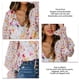 thumbnail image 5 of Blusa de mujer Ticfox con manga farol y botones Estampado floral corte holgado rosa L, 5 of 6